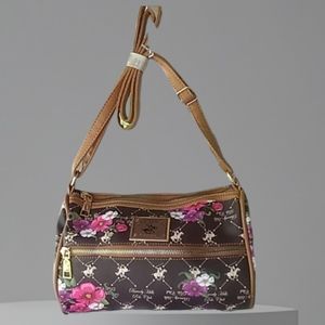 Elegant Floral Shoulder Bag in Brown